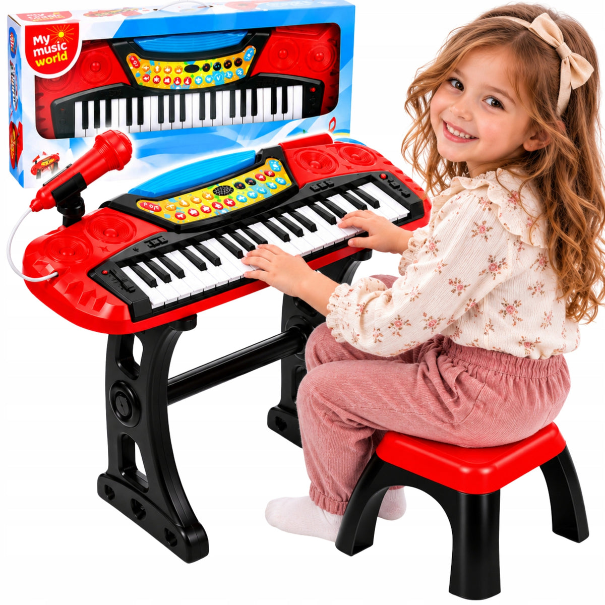 Keyboard Kids Piano Microphone Kibord Stool Chair 37 Keys