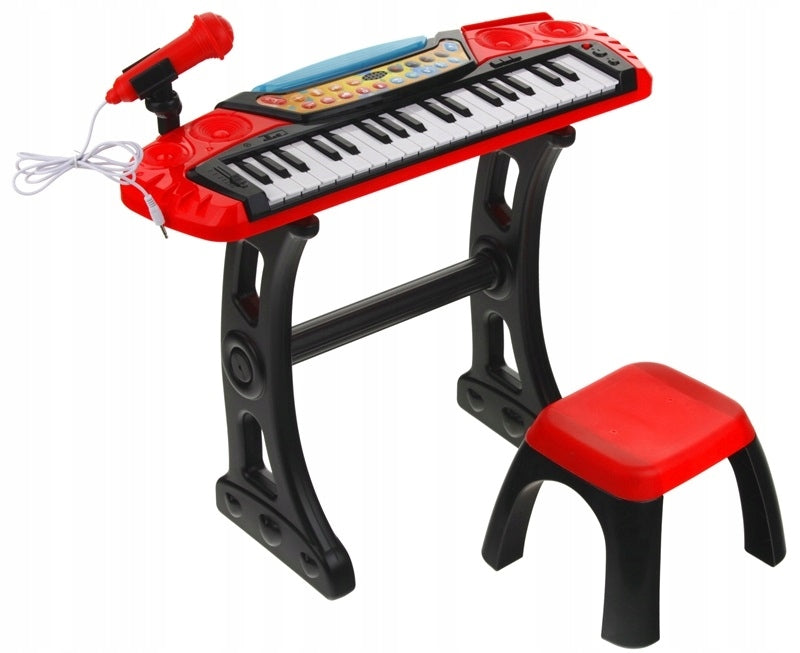 Keyboard Piano Organ for Kids Microphone Stool Red Recording Kind piano