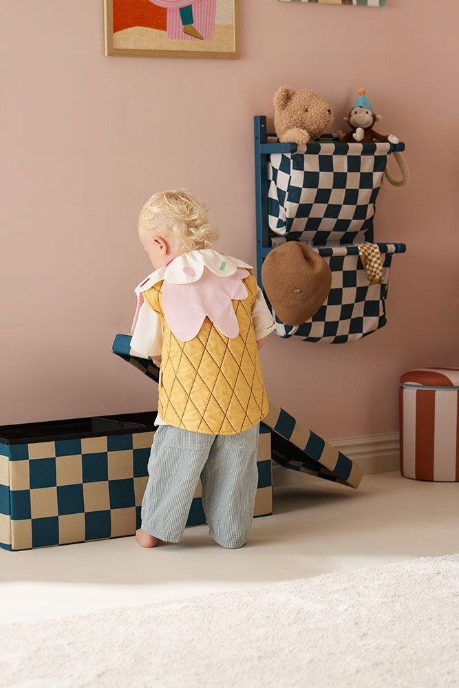 Kid's Concept - Pouf with chessboard storage - 80 cm, check teal Manufacturer code SS_2026_1001063