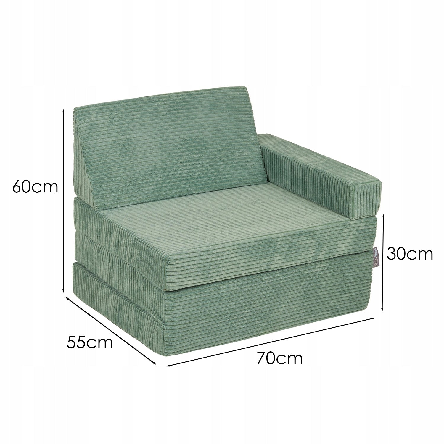 KiddyMoon Armchair Foam folding mattress 70x55x30/60 KFM-700 green Brand KiddyMoon
