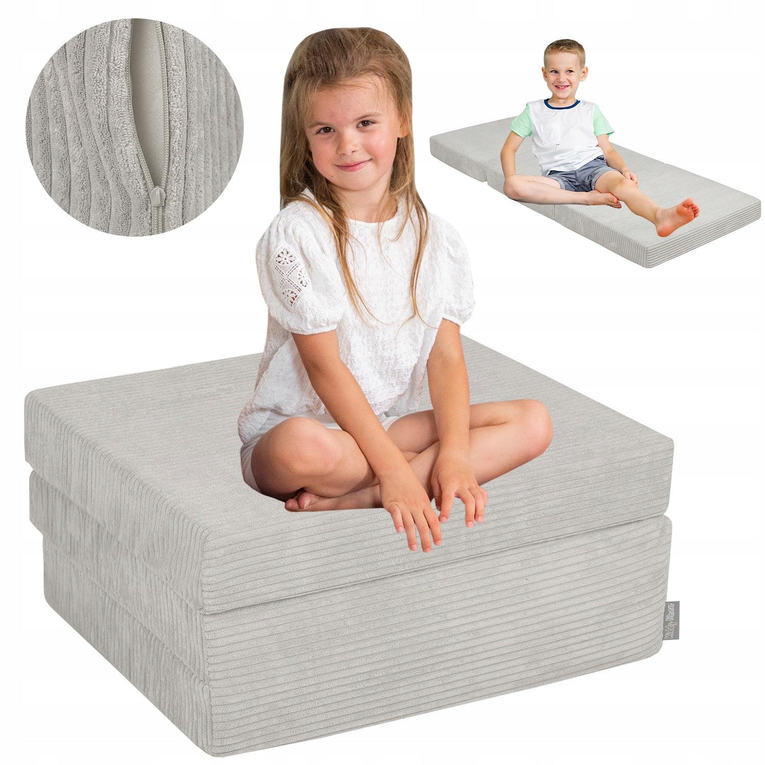 KiddyMoon Children's Foam Folding Mattress 165x70 KMMP-1650 Light Grey
