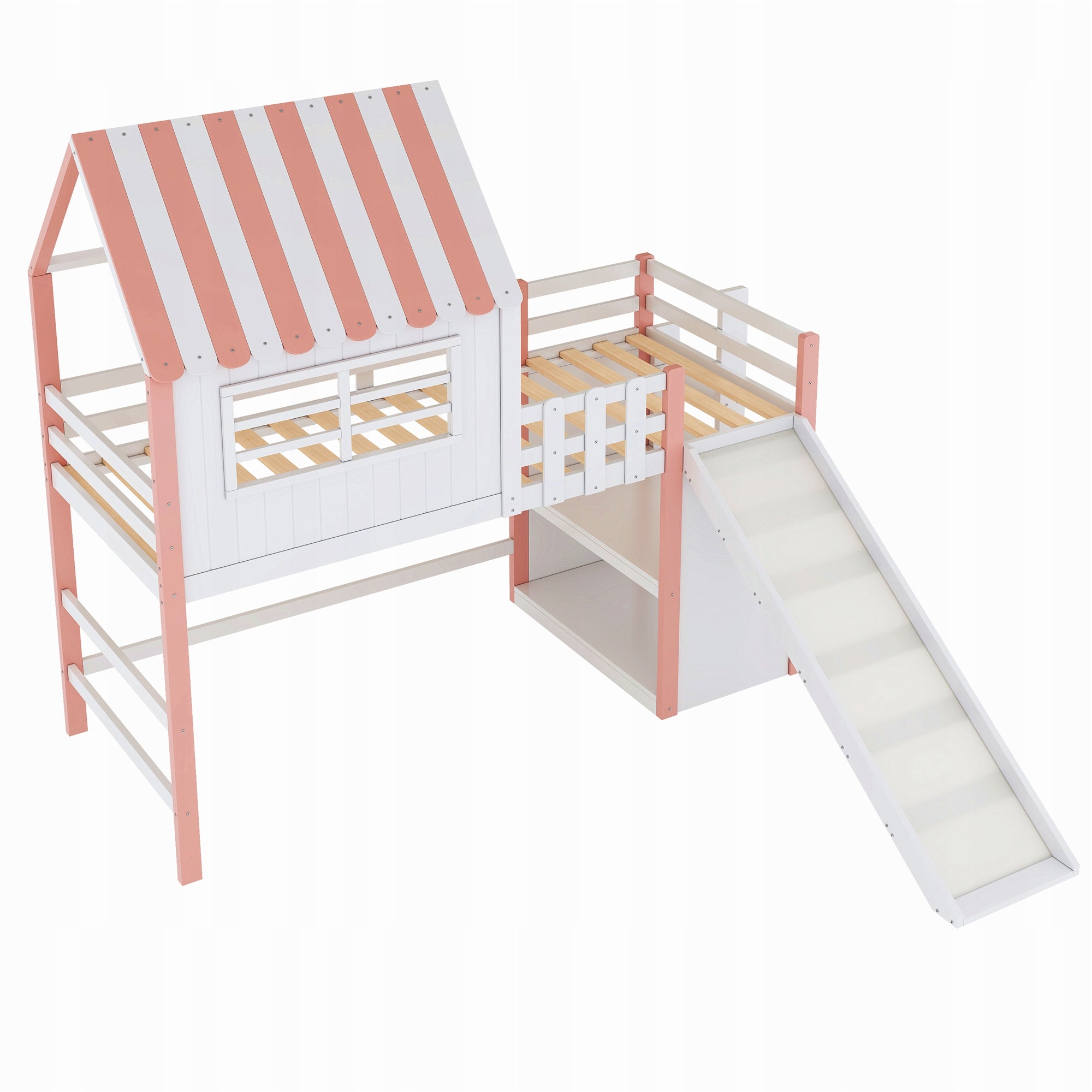 Kids Bed 90x200 cm with Loft Design Safety Ladder and Slide Brand no brand