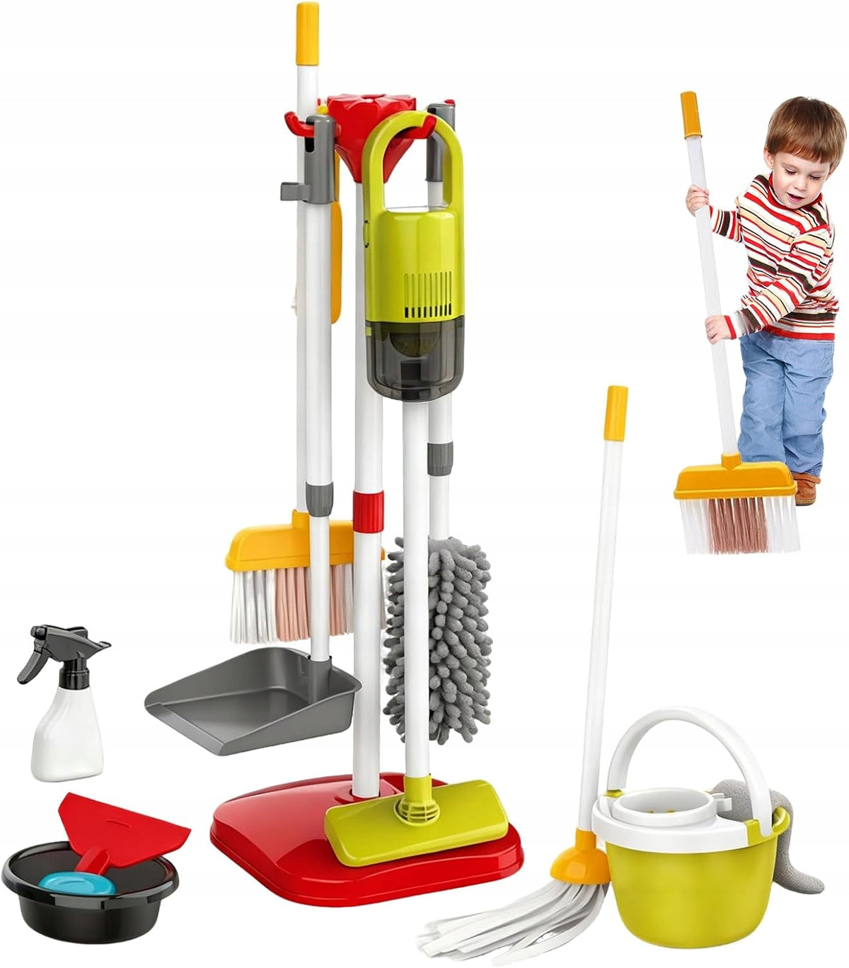 Kids Cleaning Kit VERTICAL VACUUM CLEANER Suction Function MOP SPRAY