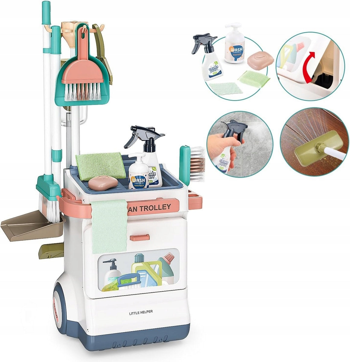 Kids Cleaning Kit Vacuum Cleaner Cart Mop Bucket Accessories 20in1 Manufacturer code LZ-ZY1405395