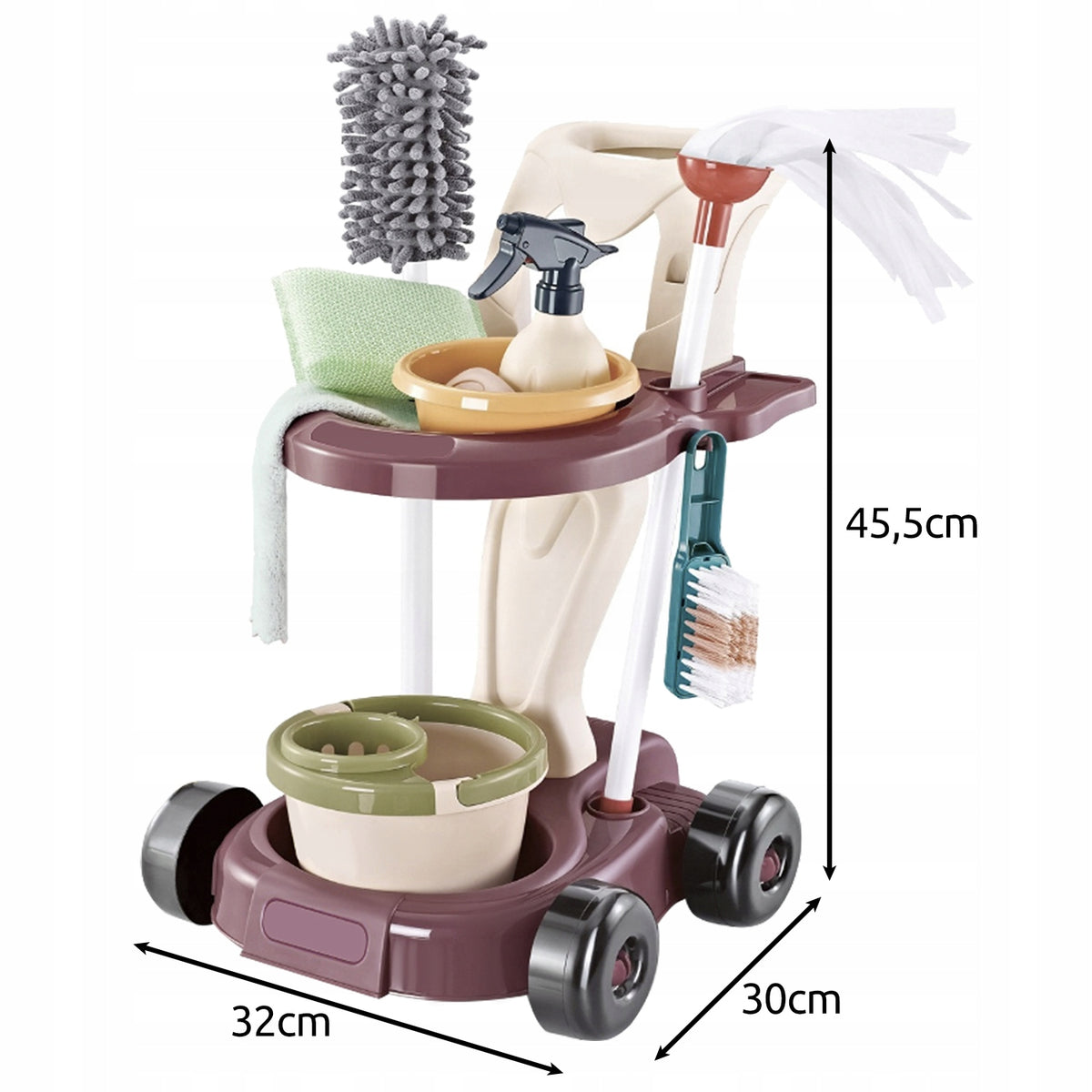 Kids Cleaning Kit Vacuum Cleaner Trolley Mop Bucket Accessories 18in1 Brand Kruzzel