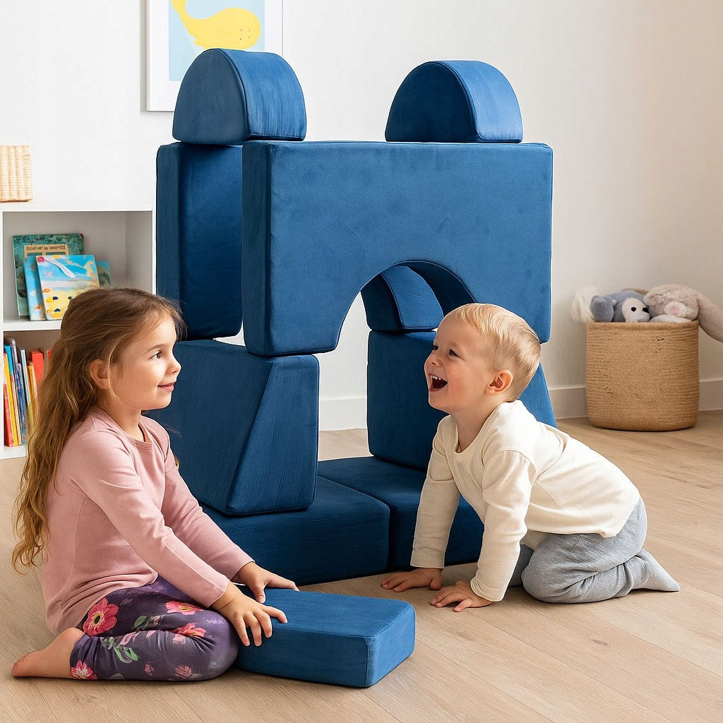 Kids Modular Chair DIY 8 Soft Folding Cushions - Blue ECOTOY Brand Ecotoys