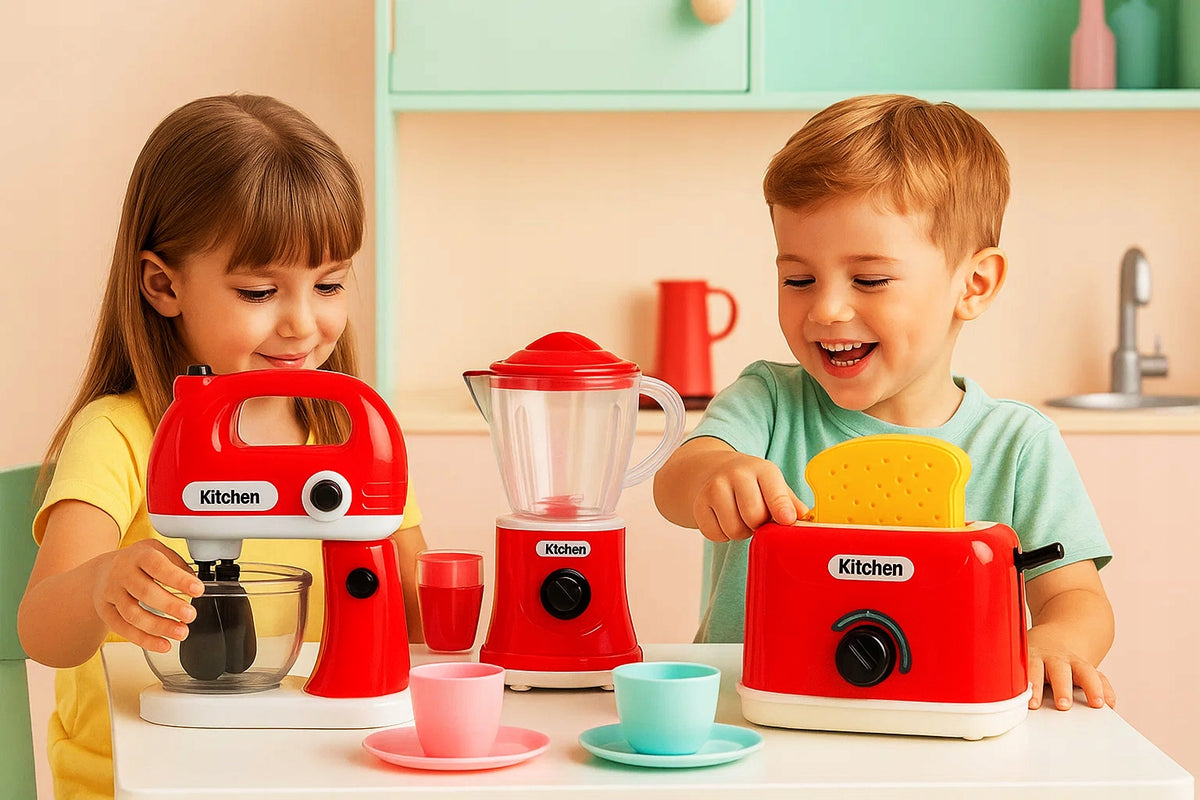 Kids Play Kitchen Set Mixer Toaster Blender Household Appliance Toys Packaging status original