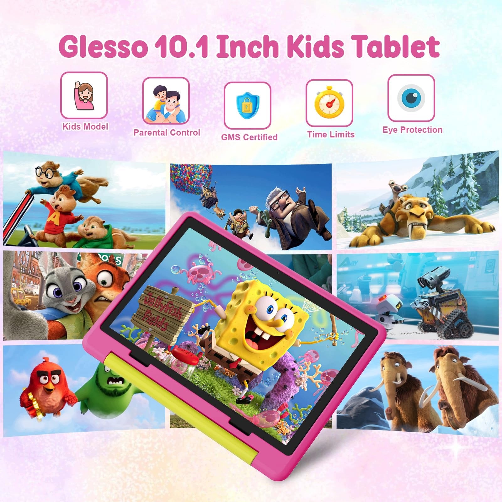 Kids Tablet 10.1'' Android 16 20GB+64GB 1TB WiFi 6 5000mAh Pink Case Packaging status original