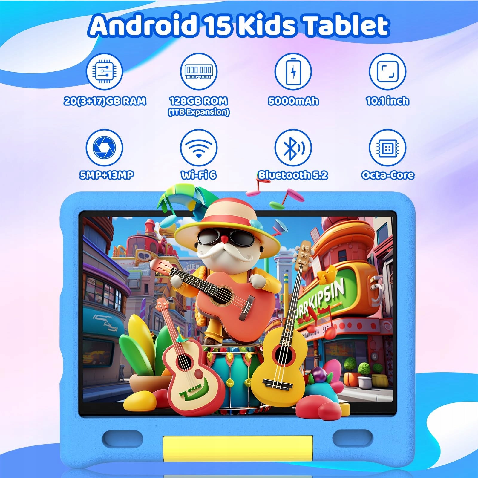 Kids Tablet 10" Android 15 20GB+128GB WiFi Etui Shockproof Blue Operating system version Android 15