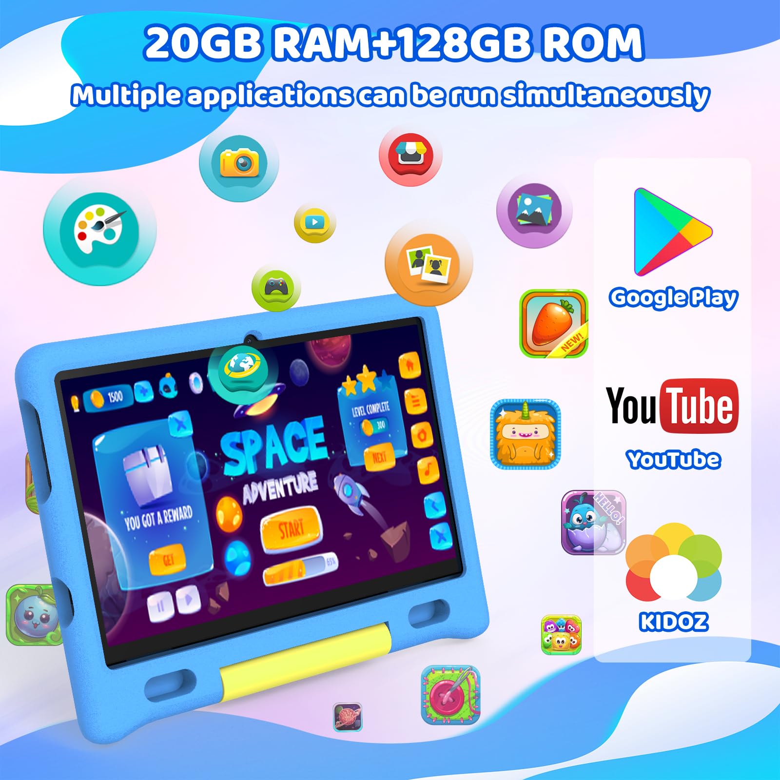 Kids Tablet 10" Android 15 20GB+128GB WiFi Etui Shockproof Blue Packaging status original