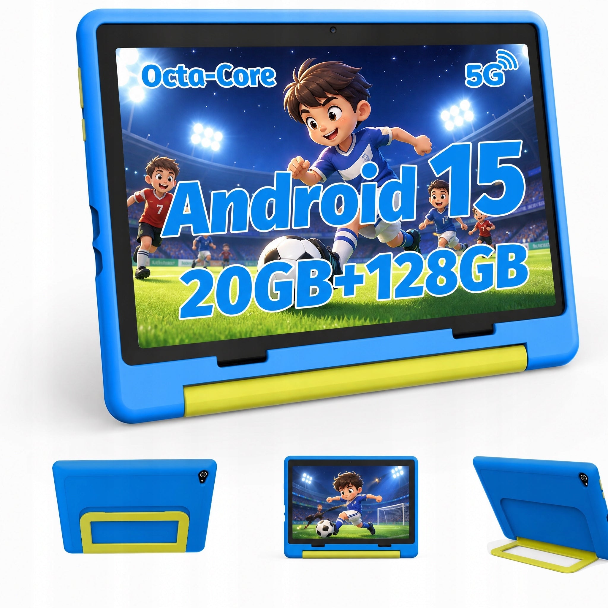 Kids Tablet 10" Android 15 20GB+128GB WiFi Etui Shockproof Blue