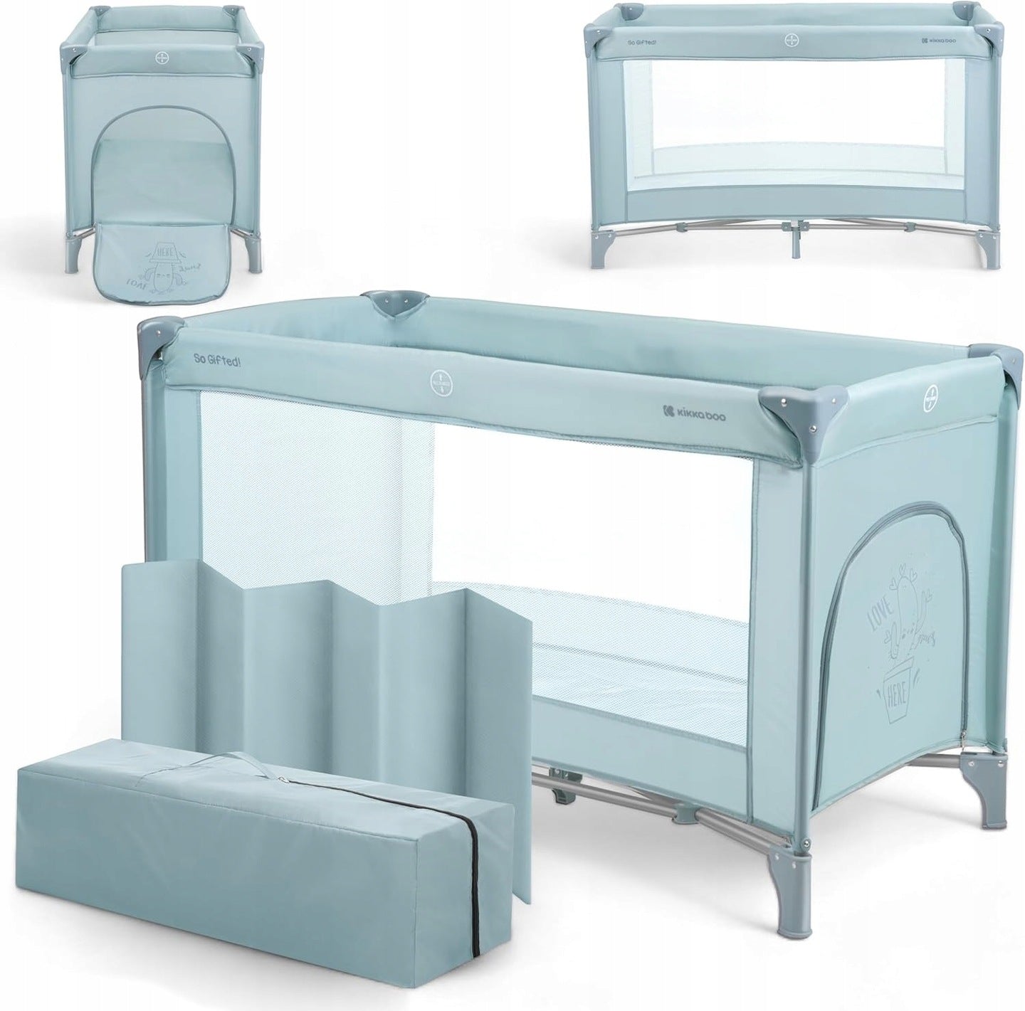 KikkaBoo SO GIFTED travel cot for infants, up to 15 kg, cot