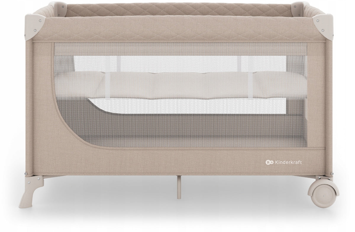 Kindekraft Leody Up Travel Cot 2in1 Playpen | Beige Packaging status original