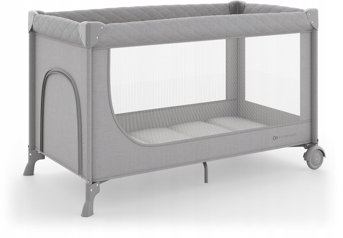 Kindekraft Leody Up Travel Cot 2in1 Playpen | Grey Packaging status original
