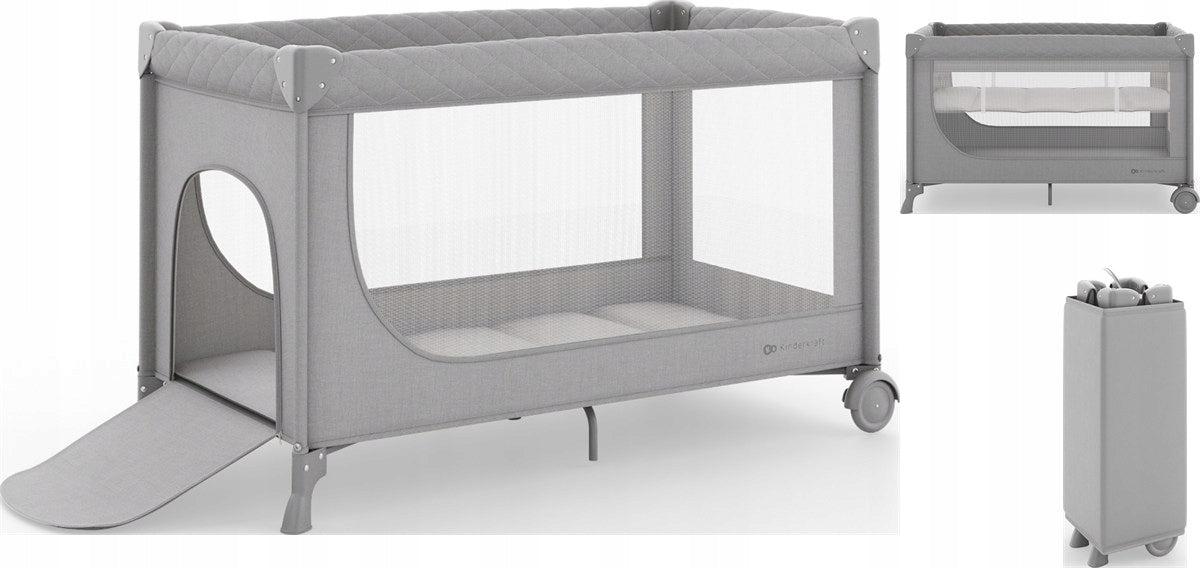 Kindekraft Leody Up Travel Cot 2in1 Playpen | Grey