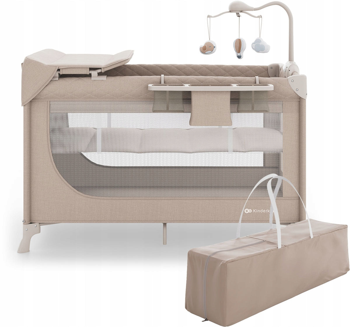 Kindekraft Leody Up Travel Cot Playpen 2in1 With Accessories | Beige
