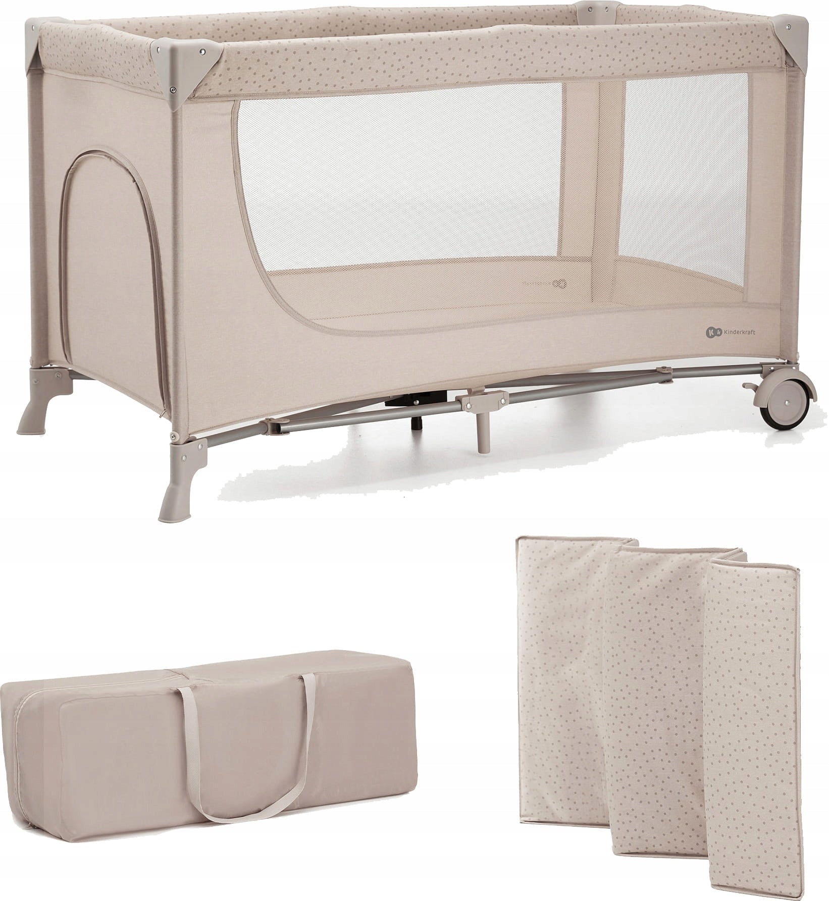 Kinderkraft Joy 2 - travel cot 2in1 | Beige