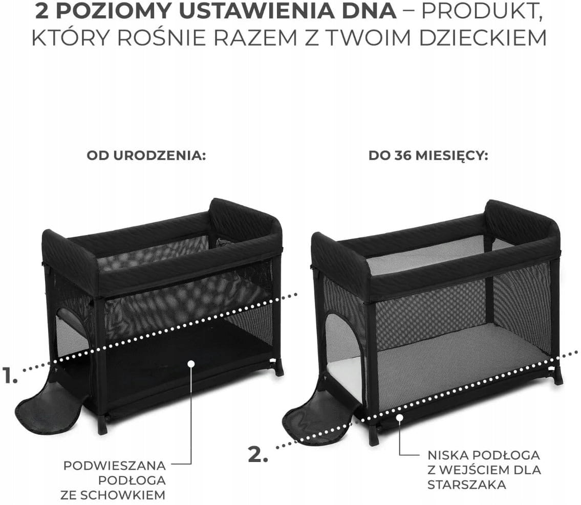 Kinderkraft Moon Dream Folding Baby Travel Cot Playpen |Black Manufacturer code KLMODR00BLK3000