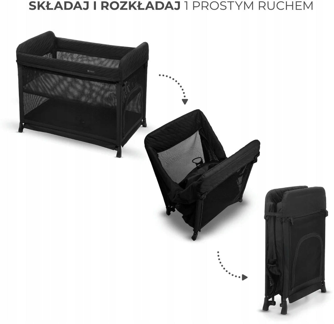 Kinderkraft Moon Dream Folding Baby Travel Cot Playpen |Black Packaging status original