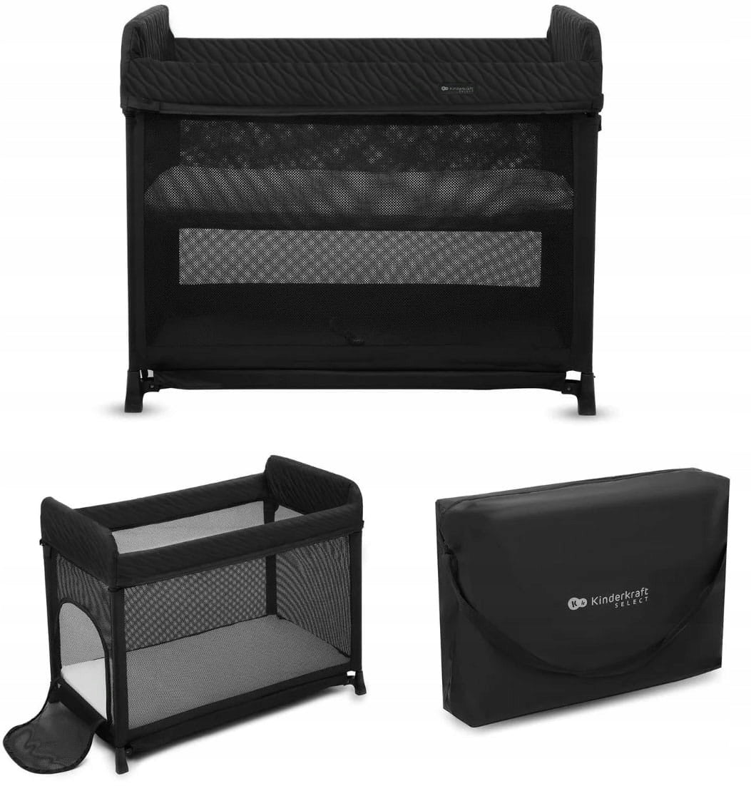 Kinderkraft Moon Dream Folding Baby Travel Cot Playpen |Black
