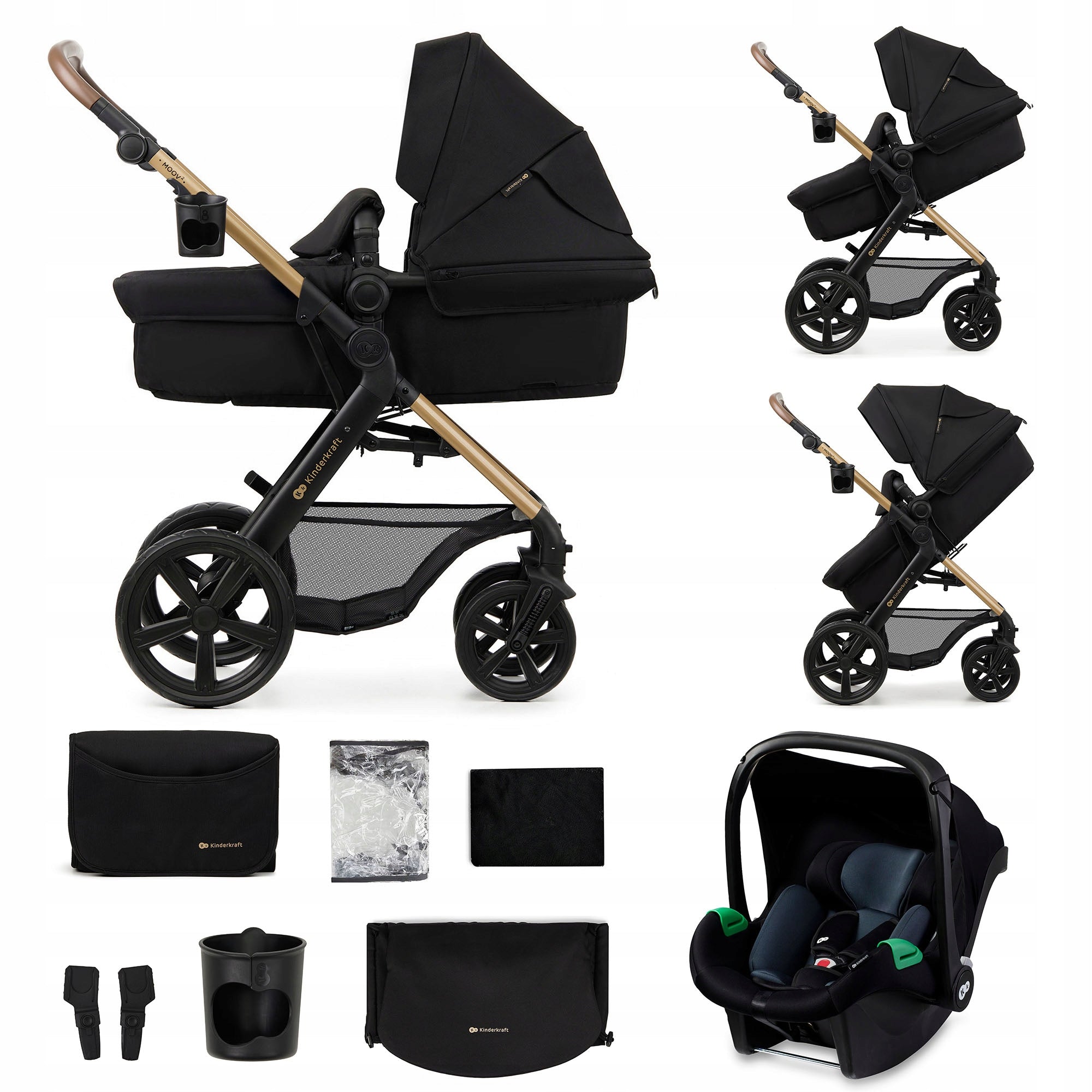Kinderkraft Multifunction stroller 3in1 MOOV 2 with seat MINK PRO black