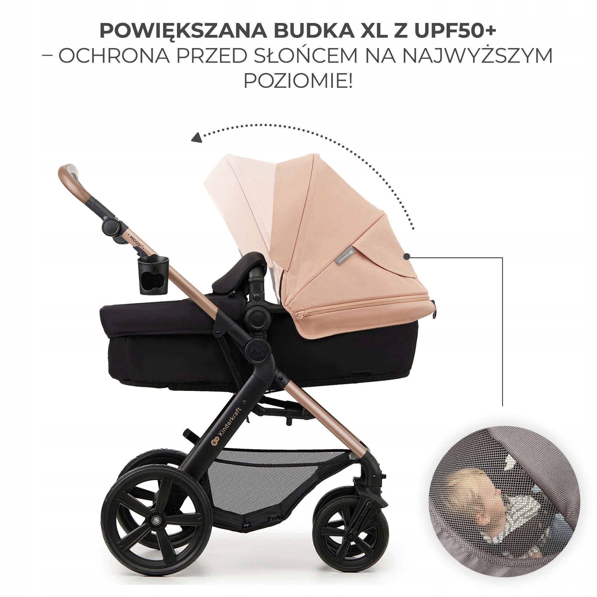 Kinderkraft Multifunctional Stroller 3in1 MOOV 2 with Seat MINK PRO Beige Brand Kinderkraft