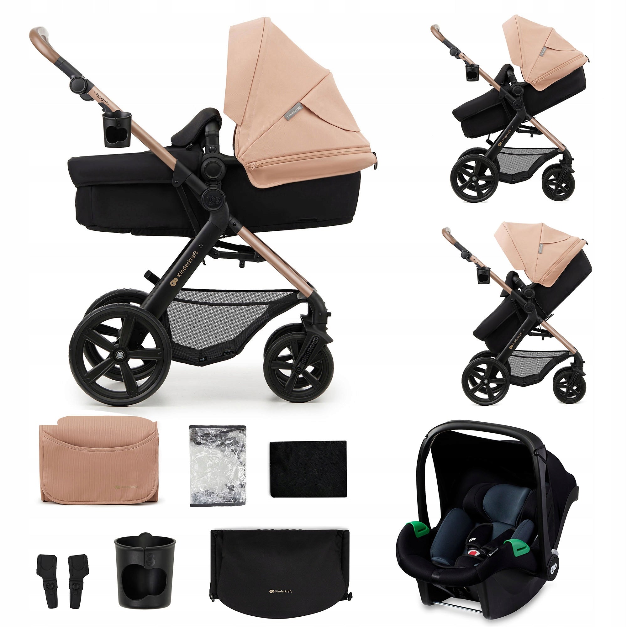 Kinderkraft Multifunctional Stroller 3in1 MOOV 2 with Seat MINK PRO Beige