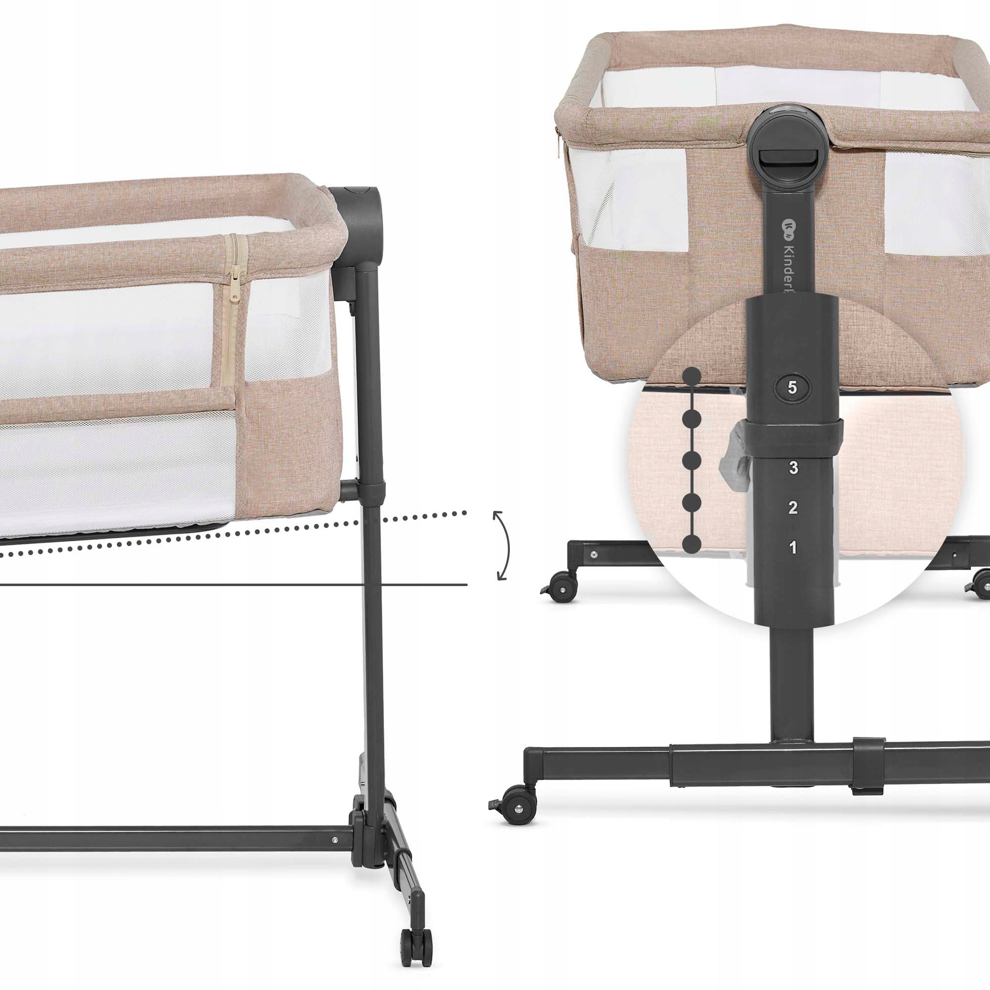 Kinderkraft NESTEE UP 2 Beige Cot with Mattress Brand Kinderkraft