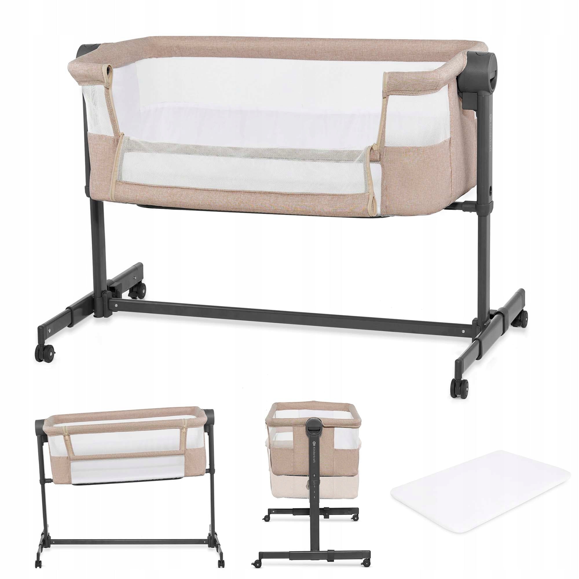 Kinderkraft NESTEE UP 2 Beige Cot with Mattress Manufacturer code KLNEE002BEG0000
