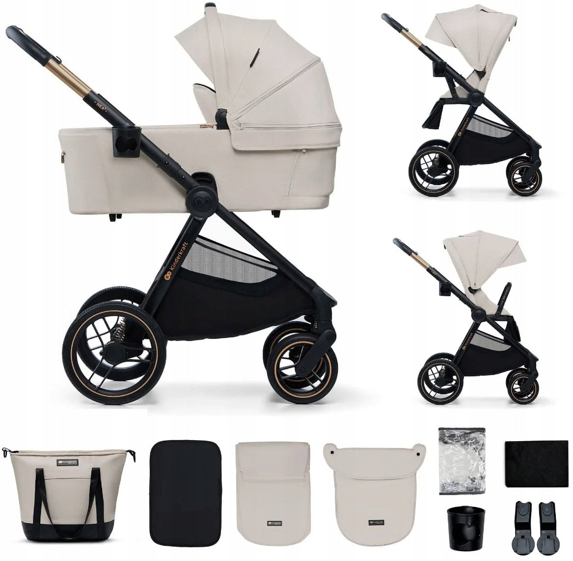 Kinderkraft Nea 2 - multifunctional stroller, set of 2in1 | Soft Beige