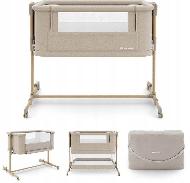 Kinderkraft Nestee Grow 2 - baby cot 3in1 | Beige Wood