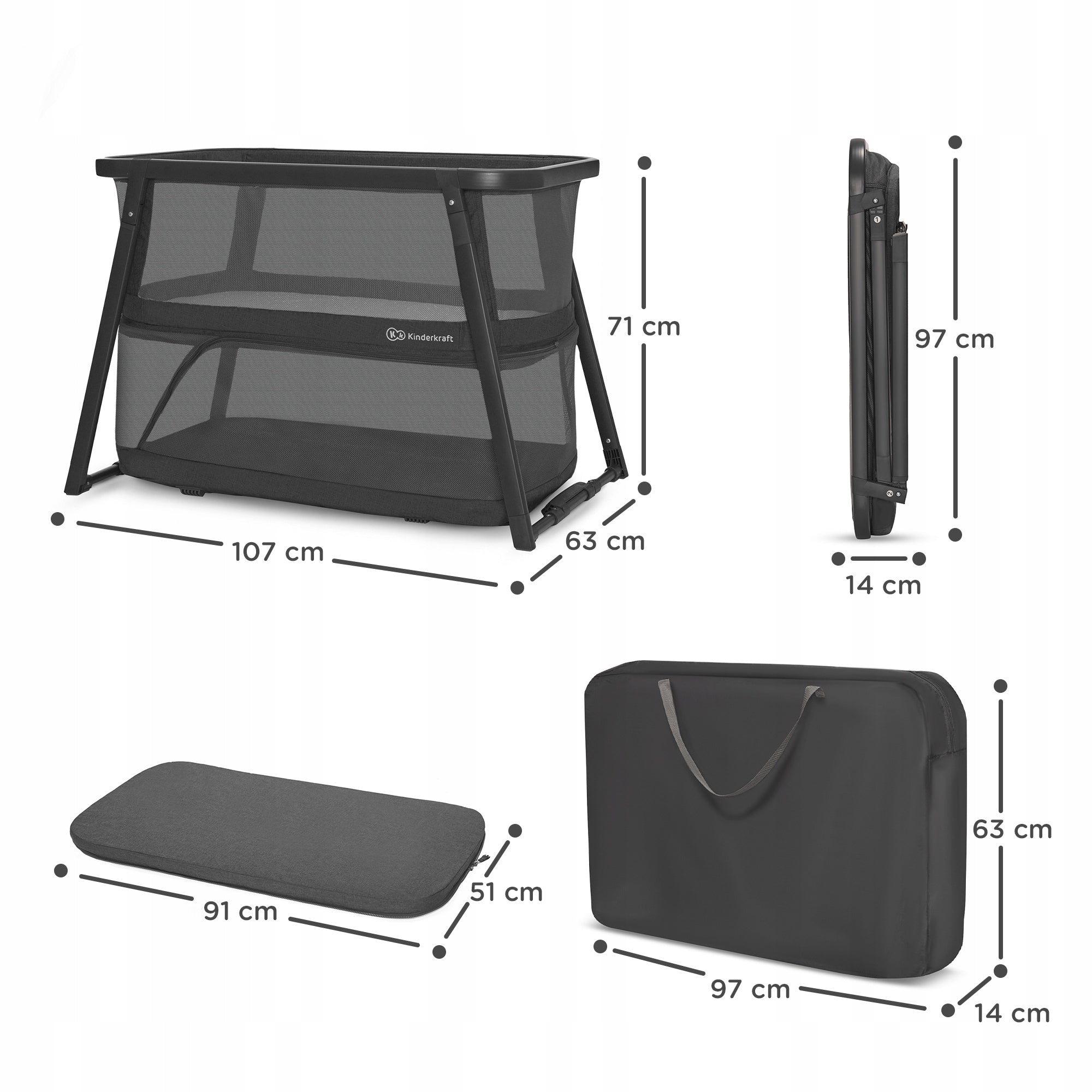 Kinderkraft Sofi Plus multifunctional baby cot 4in1 Gray Brand Kinderkraft