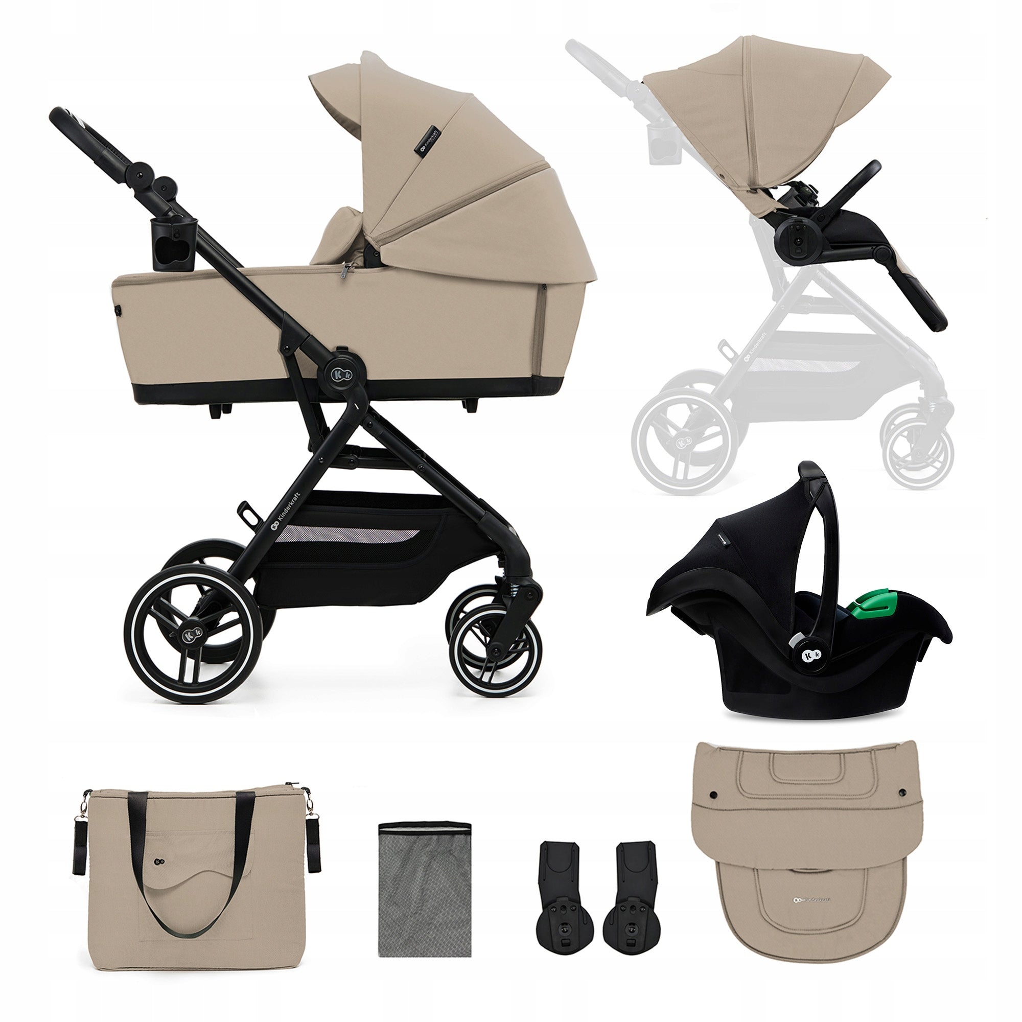 Kinderkraft Stroller 3in1 Stroller up to 22 kg Gondola Accessories YOXI Beige