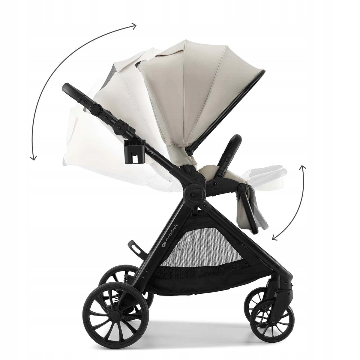 Kinderkraft Vesto 2 – Multifunctional trolley 2in1 to 22kg | BEIGE Brand Kinderkraft