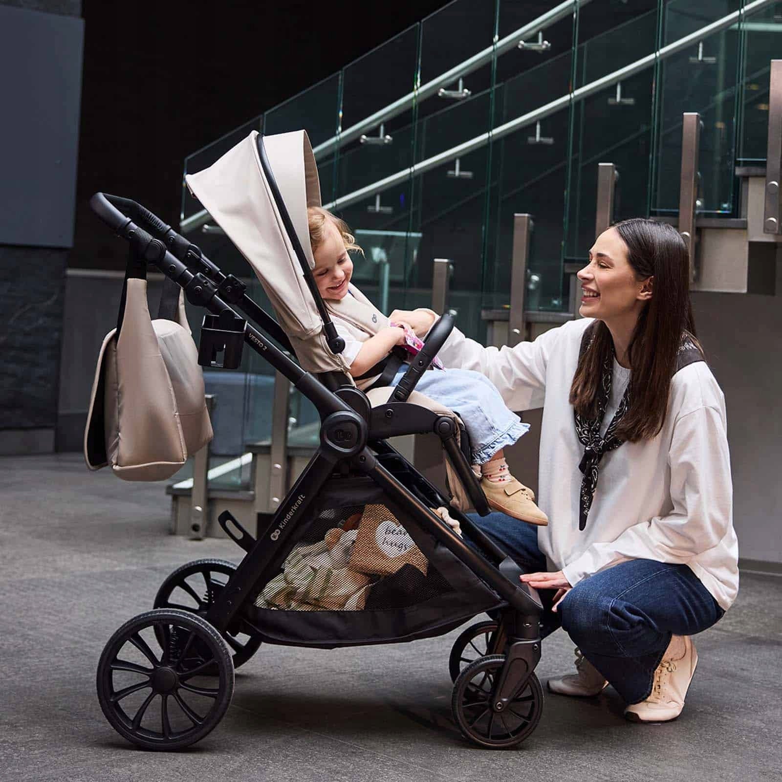 Kinderkraft Vesto 2 – Multifunctional trolley 2in1 to 22kg | BLACK Brand Kinderkraft