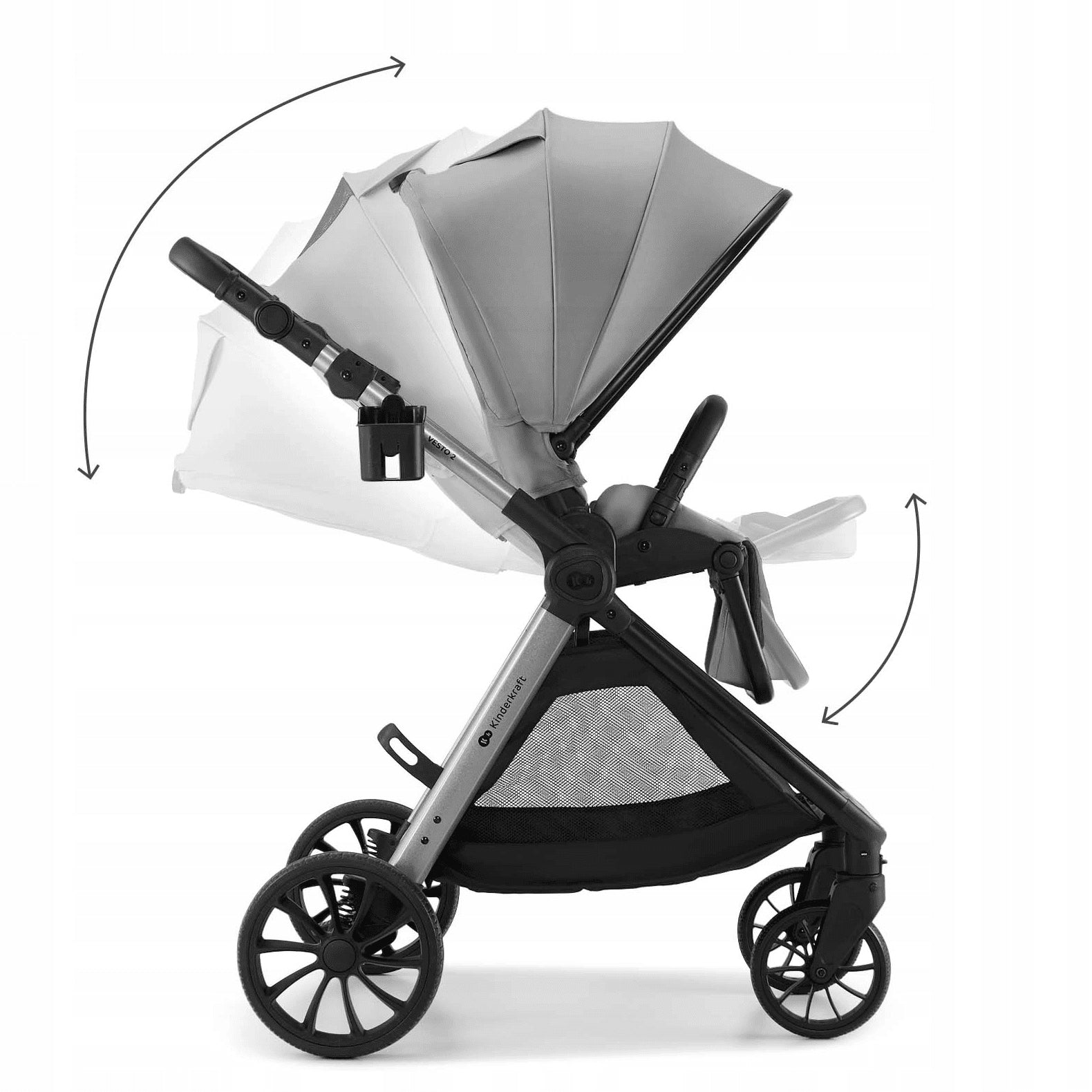 Kinderkraft Vesto 2 – Multifunctional trolley 2in1 to 22kg | GREY Manufacturer code KSVEST02GRY2000