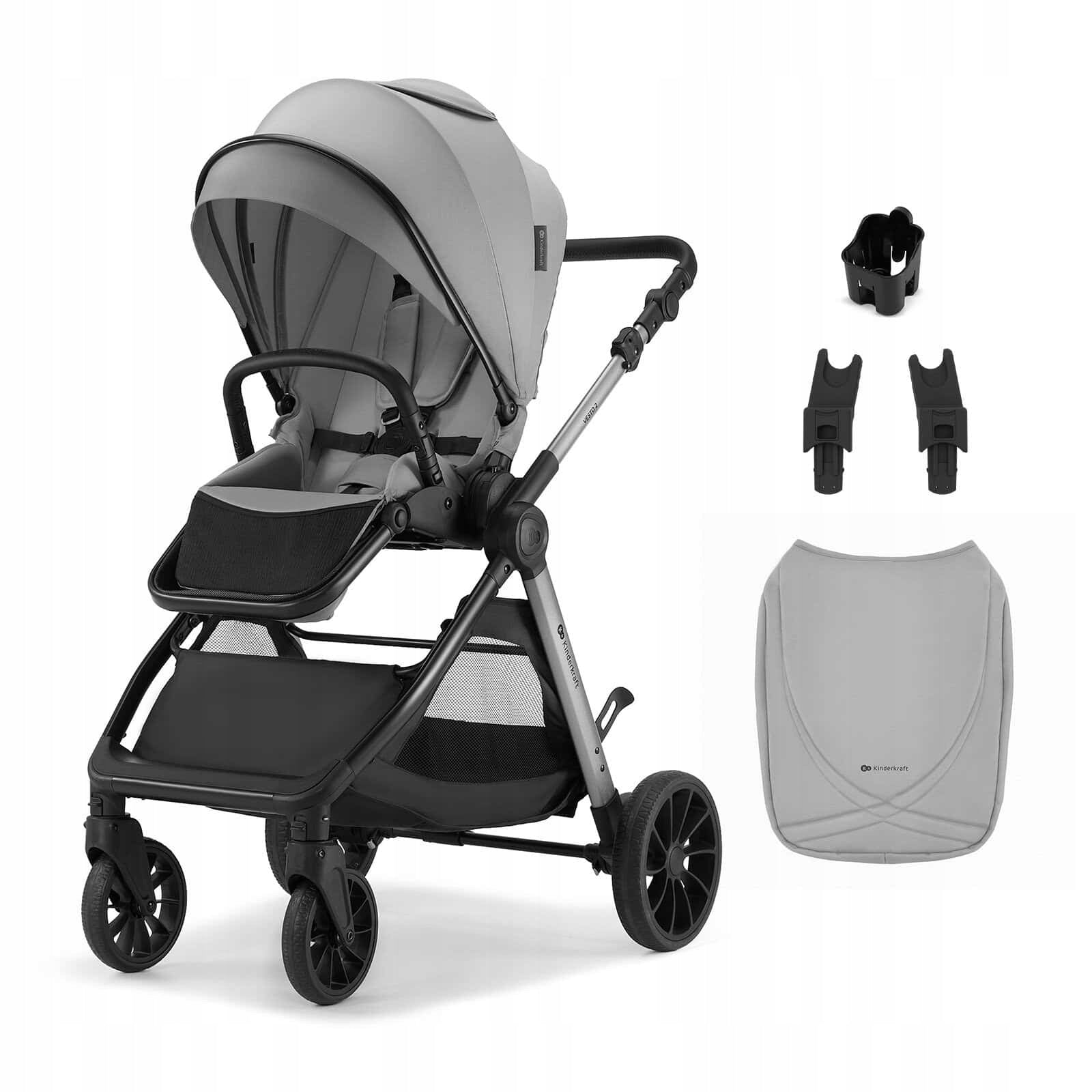 Kinderkraft Vesto 2 – Multifunctional trolley 2in1 to 22kg | GREY Packaging status original