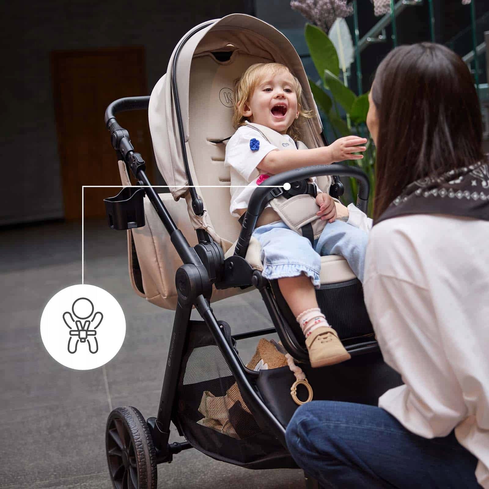Kinderkraft Vesto 2 – Multifunctional trolley 3in1 up to 22kg | GREY Brand Kinderkraft
