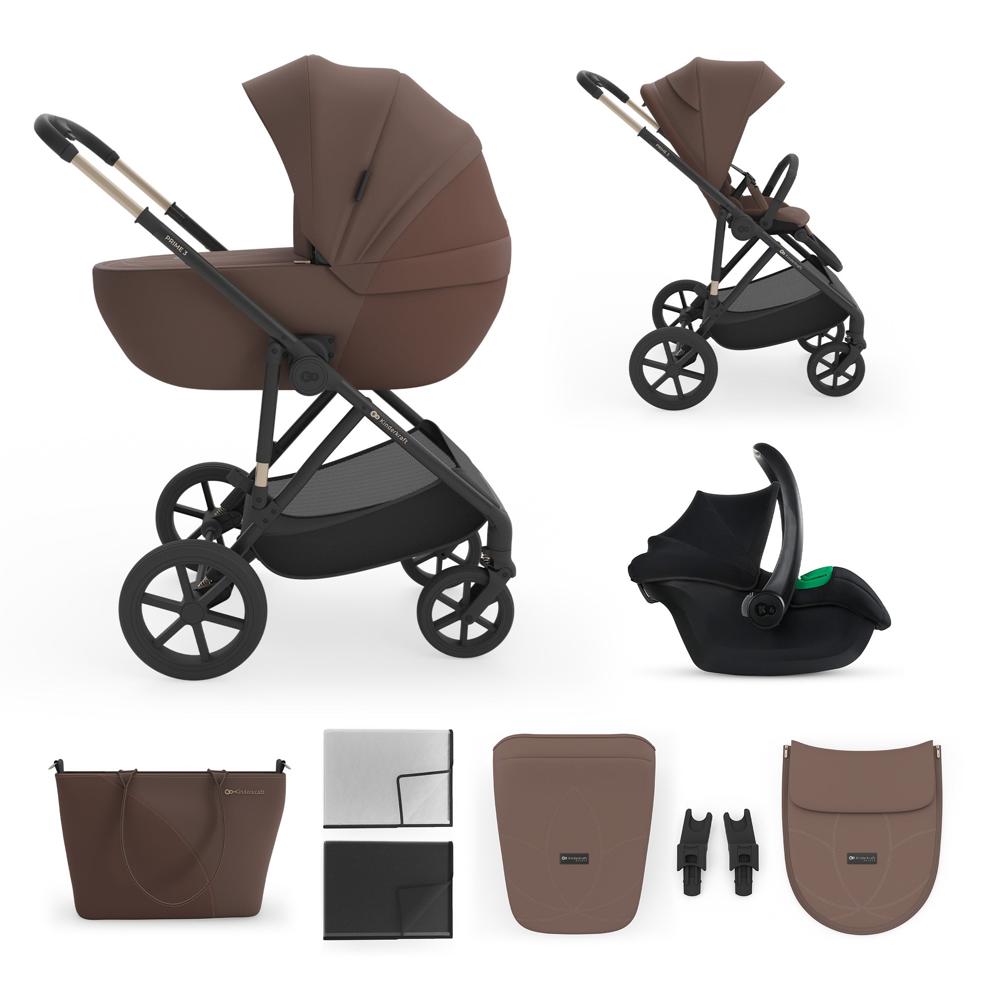Kinderkraft baby stroller PRIME 3 3w1 2026 VELVET MOCCA