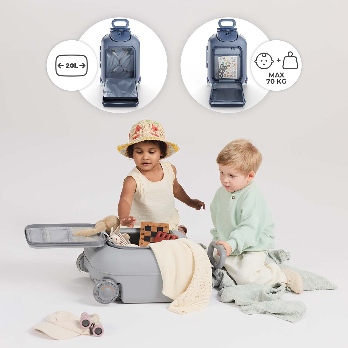 Kinderkraft children's suitcase, 2in1 cabin with Cabby seat Brand Kinderkraft