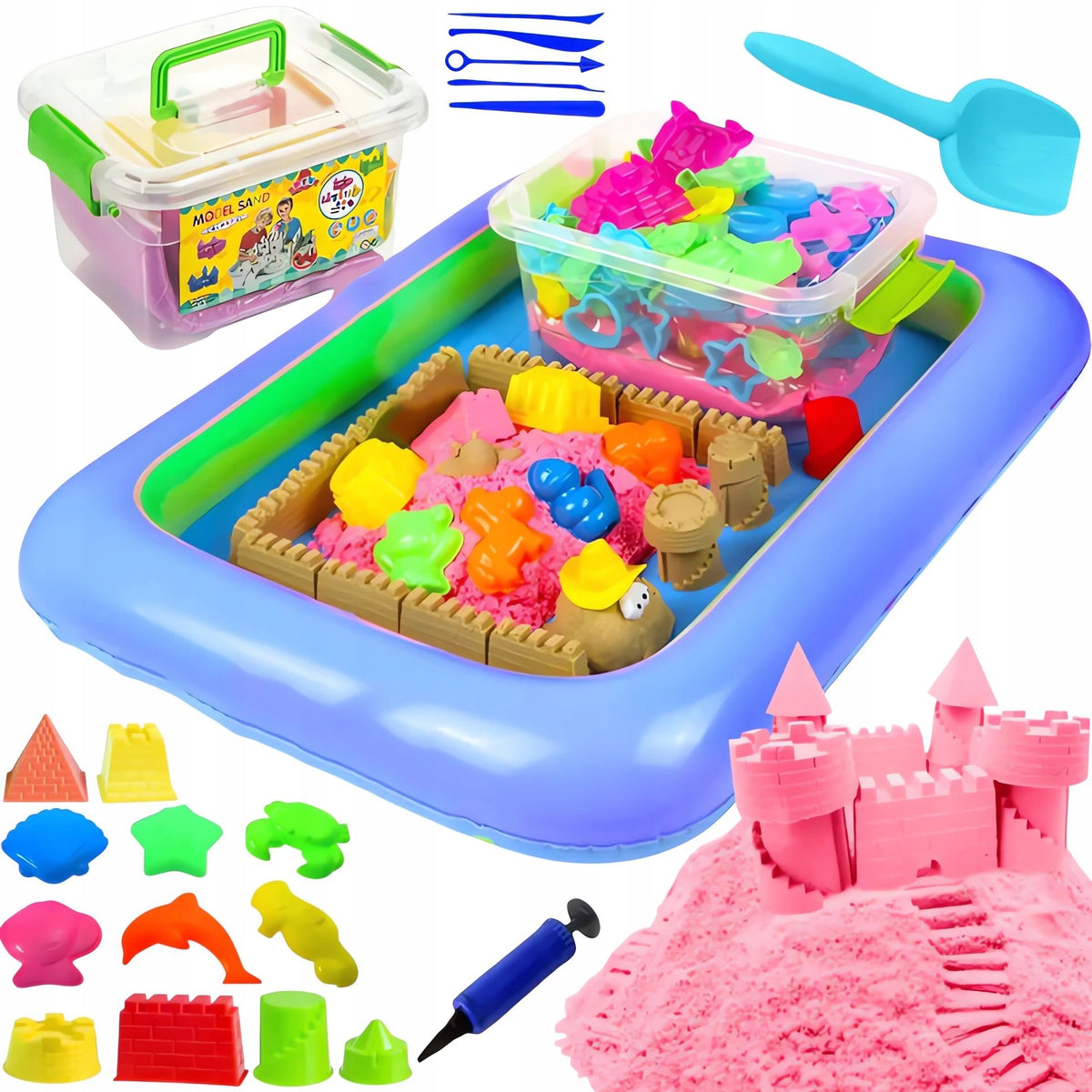 Kinetic sand molds in bucket 18 molds sandbox pump 3 kg Packaging status original