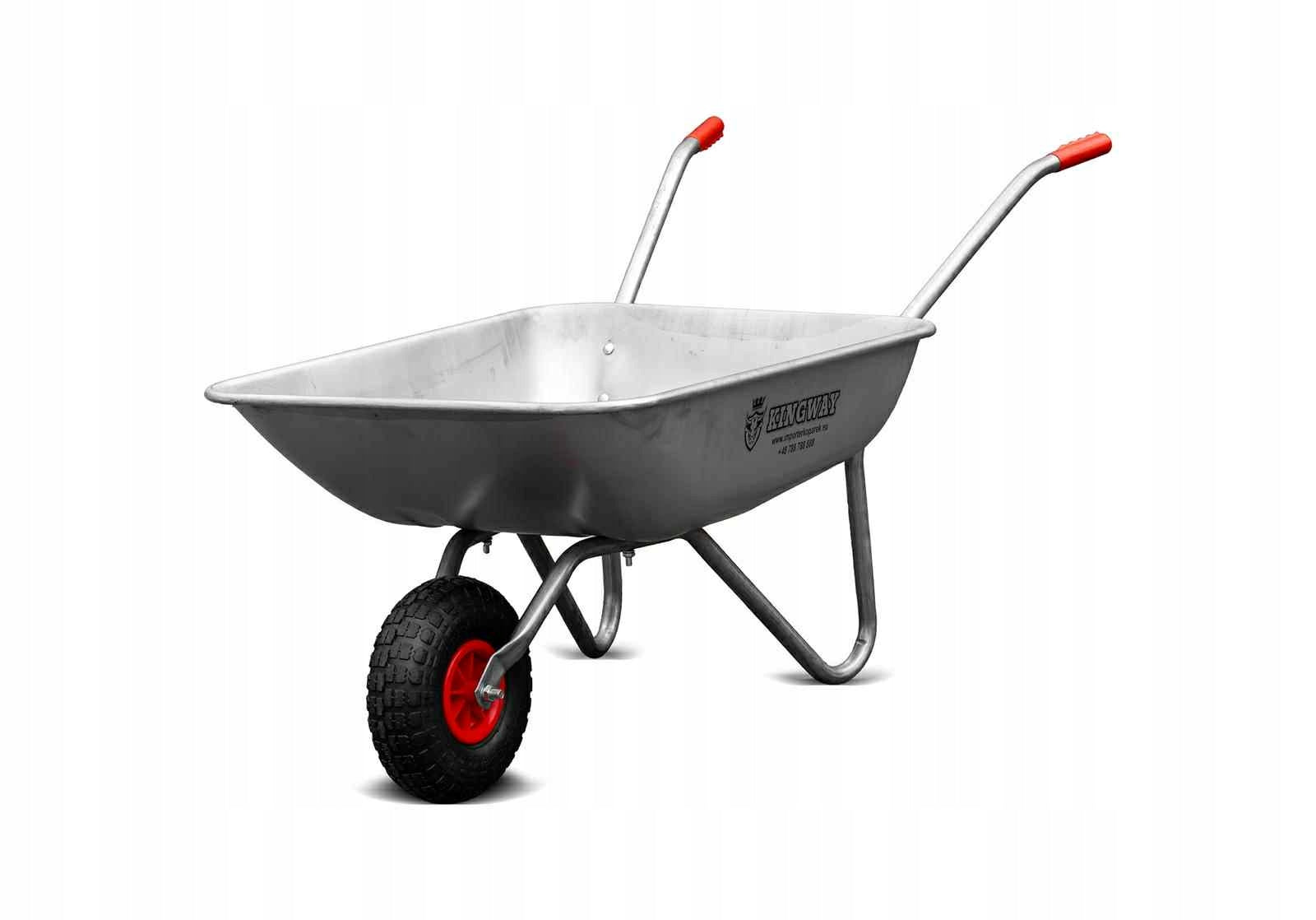 KingWay Garden Wheelbarrow Galvanized 120L Large Wheel Light Working in Garden Packaging status original