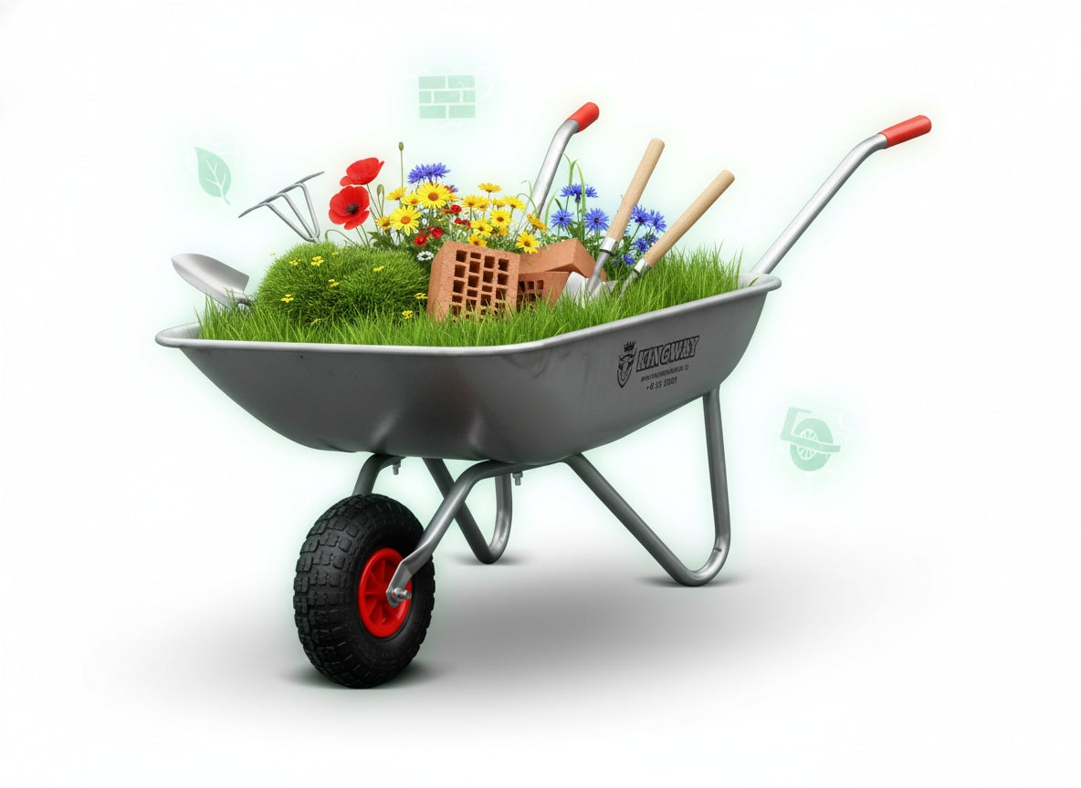 KingWay Garden Wheelbarrow Galvanized 120L Large Wheel Light Working in Garden