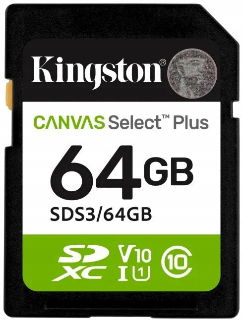 Kingston 64GB SD Canvas Select Plus SDS3 Class 10 Fast Memory Card!