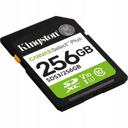 Kingston Canvas Select Plus Gen3 256GB 256GB Secure Digital SD Card Packaging status original