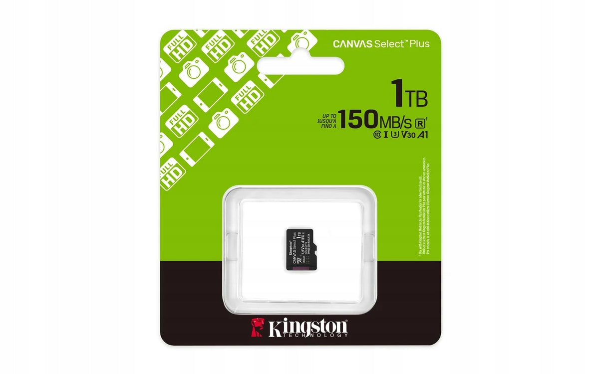 Kingston Paměťová karta microSD 1TB Canvas Select+ G3 150 MB/s Card capacity 1000 GB
