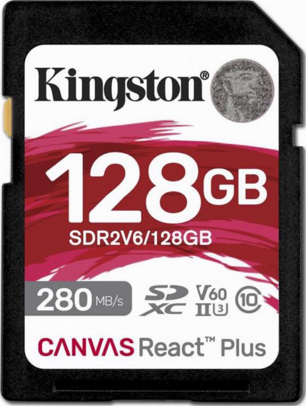 Kingston SDXC 128GB Canvas React Plus SDXC UHS-II 280R/100W U3 V60 Manufacturer Kingston