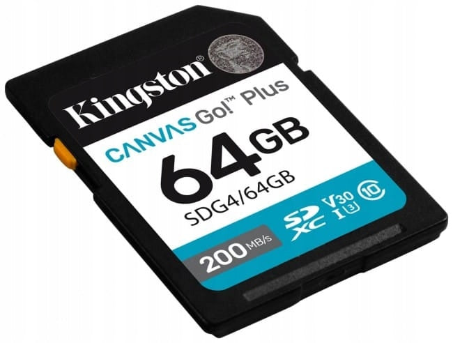 Kingston SDXC Canvas Go Plus Gen4 64GB C10 UHS-I U3 A2 4K V30 200MB/s Packaging status original