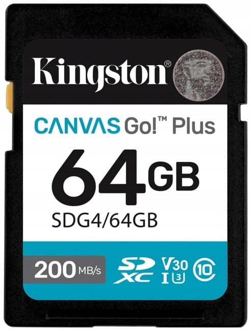 Kingston SDXC Canvas Go Plus Gen4 64GB C10 UHS-I U3 A2 4K V30 200MB/s