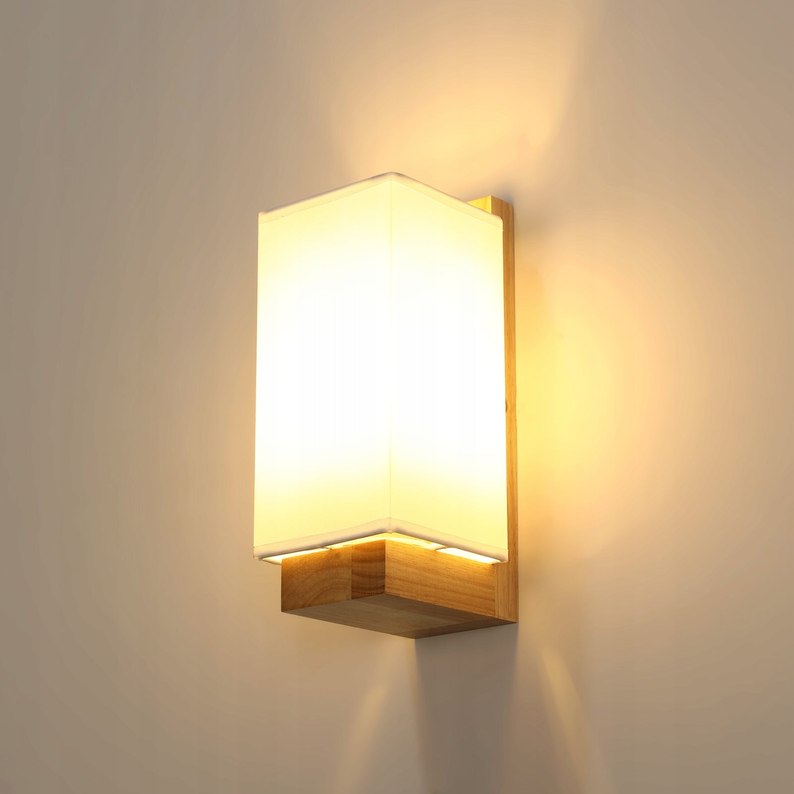 Kinkiet E27 Lampa Scienna Drewniany Prostokątny Loft Nowoczesny Do Salonu Packaging status original